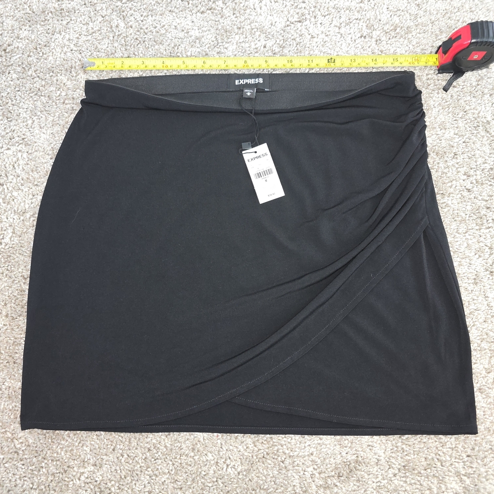 Express Black Ruched Pencil Mini Skirt